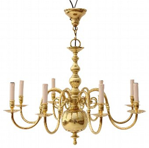 8 Lamp Polished Brass Chandelier Flemish